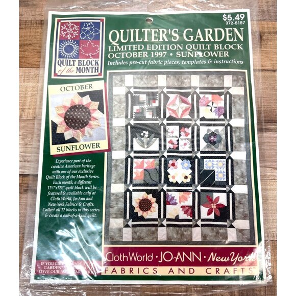 Quilters Garden October 1997 Sunflower Block Of The Month Pre-Cut Fabric & Instr - Picture 1 of 4